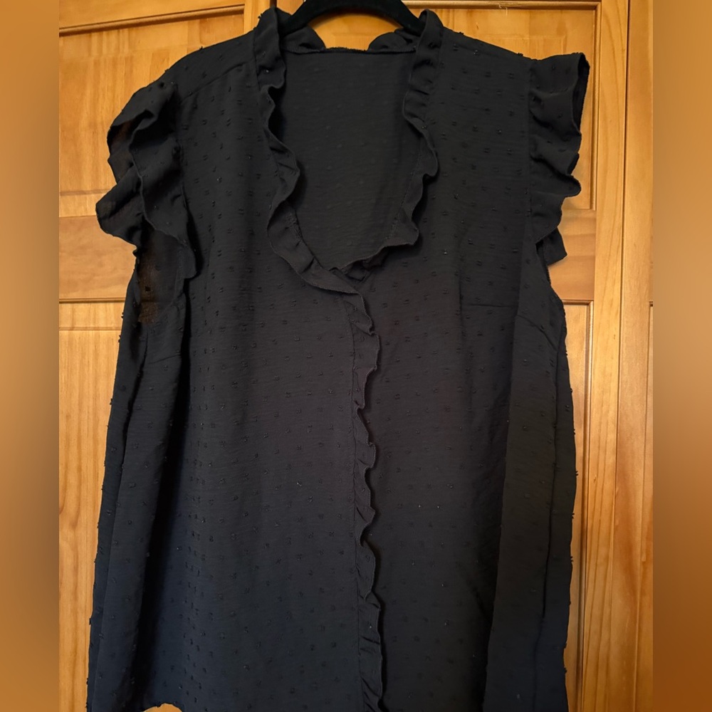 Source Unknown Black Ruffle Blouse - image 1